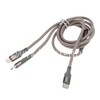USB кабель FaizFULL 2в1 Lightning/Type-C 1.2 м 60W (серый) FR176 нейлоновая оплетка