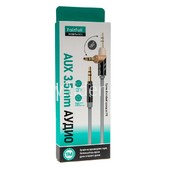 Кабель AUX 3.5 на 3.5 Am-Am (1.0м) 3-х контактный FaizFULL FX11 L-коннектор (серый)