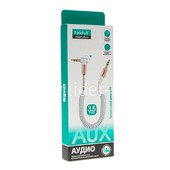 Кабель AUX 3.5 на 3.5 Am-Am (1.8м) 3-х контактный FaizFULL FX17 L-коннектор (белый)