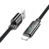 USB кабель Lightning 1.2м HOCO U125 дисплей (черный)