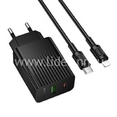 СЗУ Lightning 1 USB выход+1 PD выход 30W (5V-3.0A/9V-3.0A/12V-2.5A) BOROFONE BAS76A (черный) СЗУ Lightning 1 USB выход+1 PD выход 30W (5V-3.0A/9V-3.0A/12V-2.5A) BOROFONE BAS76A (черный)