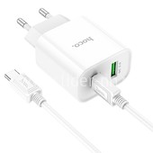 СЗУ Type-C 1 USB выход QC 3.0+PD выход 20W (5V-3.0A/9V-2.22A/12V-1.67A) HOCO C80A Plus (белый) СЗУ Type-C 1 USB выход QC 3.0+PD выход 20W (5V-3.0A/9V-2.22A/12V-1.67A) HOCO C80A Plus (белый)