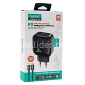 СЗУ Type-C to Lightning 1 выход PD 25W (5V-3.0A/9V-2.77A/12V-.2.08A) FaizFull FC178 (черный)