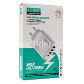 СЗУ FaizFULL FC108 3 USB выхода QC3.0+Type-C (PD3.0) выход 45W (GAN-транзисторное ЗУ) белый