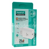 СЗУ Type-C to Lightning 1 выход PD 25W (5V-3.0A/9V-2.22A/12V-.1.67A) FaizFull FC204 (белый)