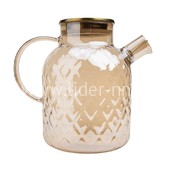 Чайник заварочный стеклянный 1800мл. (888-35) перламутровый золото