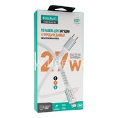 Кабель Type-C (PD) to Lightning 1.0м FaizFull FR196 (белый) 27W нейлоновая оплетка