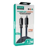Кабель Type-C (PD) to Lightning 1.2м FaizFull FR194 (черный) 27W нейлоновая оплетка