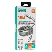 USB кабель FaizFULL 4 в 1 Lightning/Type-C/Type-C 1.0 м 100W (серый) FR184 нейлоновая оплетка