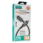 Кабель Type-C (PD) to Lightning 1.0м FaizFull FR150 (черный) 27W цифровой дисплей/нейлонов. оплетка
