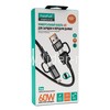 USB кабель FaizFULL 4 в 1 Lightning/Type-C/Type-C 1.0 м 60W (черный) FR182 нейлоновая оплетка