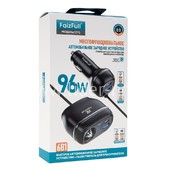 АЗУ FaizFull 2 USB выхода 2 PD+QC3.0 96W + разветвитель на 1 устройство (черный)