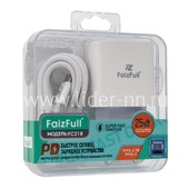 СЗУ Type-C to Type-C 1 выход PD 25W (5V-3.0A/9V-2.77A/12V-2.08A) FaizFull FC218 (белый) GAN-транзист