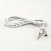 Кабель AUX 3.5 на 3.5 Am-Af  (1м) белый (пакет) Кабель AUX 3.5 на 3.5 Am-Af  (1м) белый (пакет)