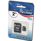 Карта памяти MicroSD 2GB SmartBuy (с адаптером)